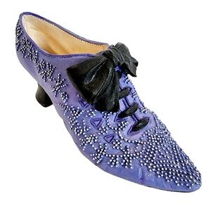 Just The Right Shoe French Velvet Victorian Vintage Mini High Heel Retired 2001